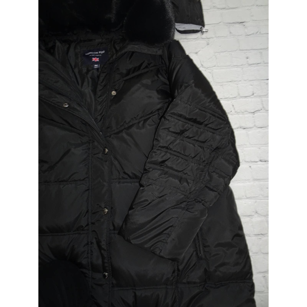 London Fog Women's Sz 3X Black Button Zipper Up Puffer Jacket No tags - Picture 5 of 11